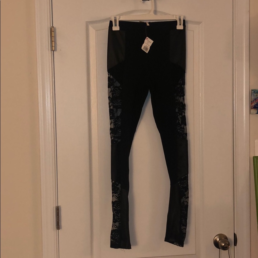 Black Lace and Leather Leggings.